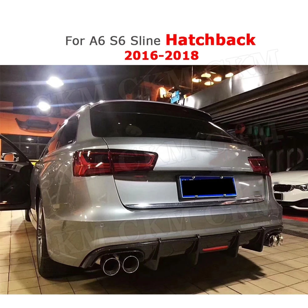 Для S6 задний диффузор из углеродного волокна, бампер, спойлер для Audi A6 Sline S6 2013-(не для A6 база) K стиль, задний Hugger - Цвет: For Hatchback 16-18