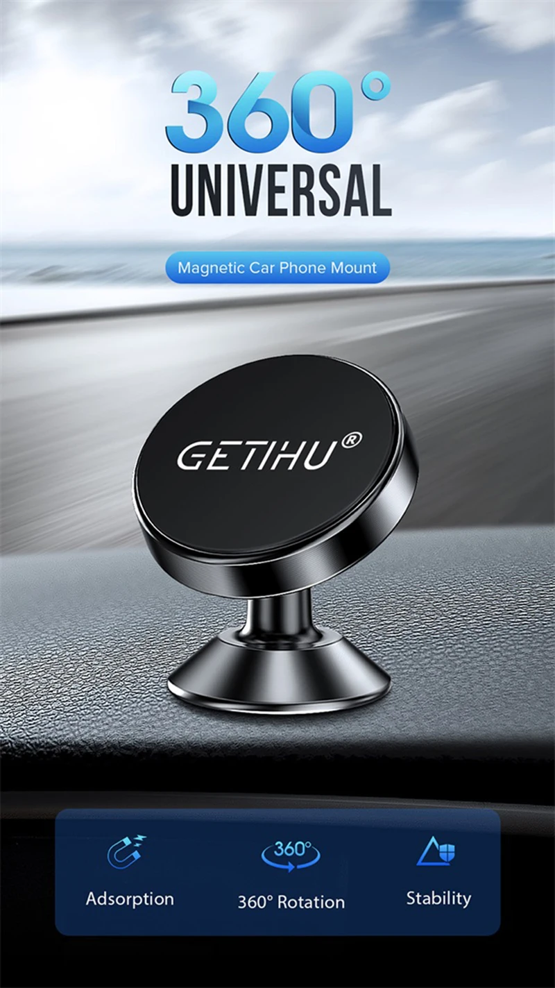 GETIHU Magnetic Car Phone Holder Magnet Mount Mobile Cell Phone Stand GPS Support For iPhone 13 12 Xiaomi Huawei Samsung Oneplus mobile grip holder