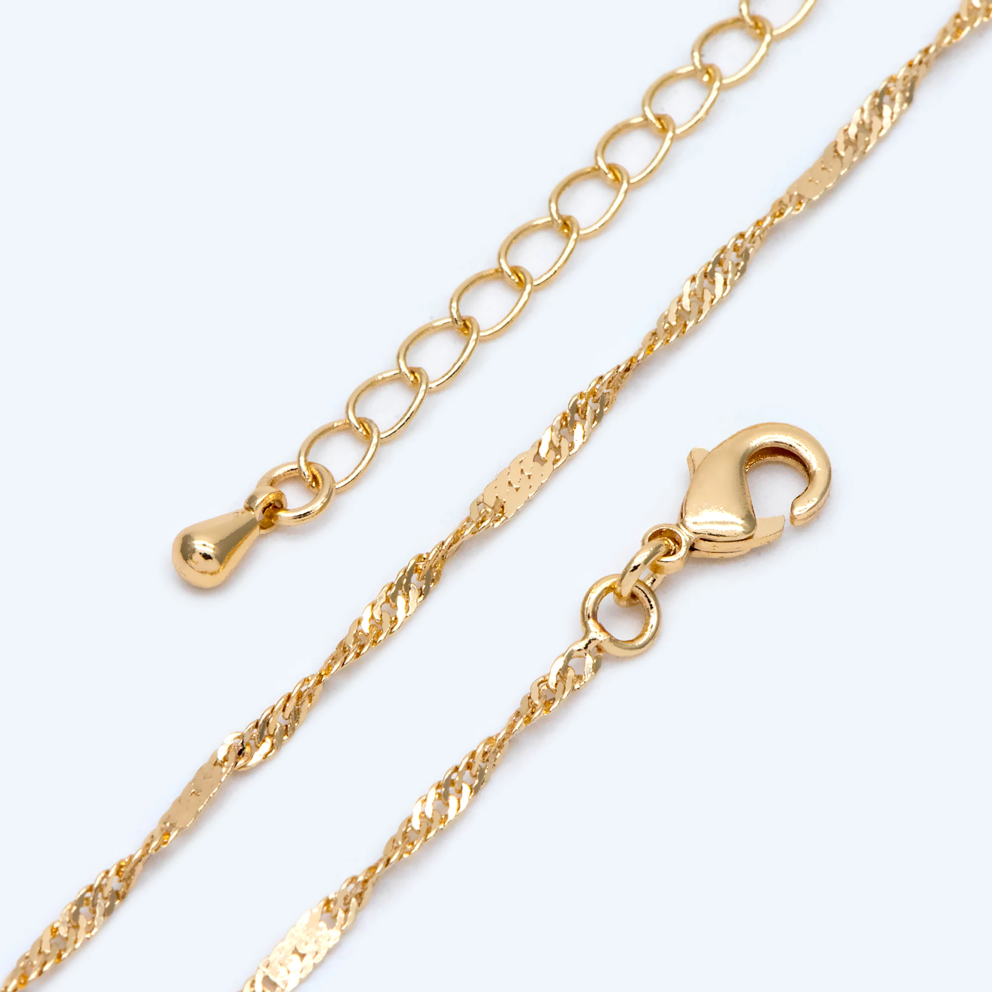 Collares de plana retorcida, collar terminado con cadena extensora, Latón en oro, para usar pulgadas (LK-463) - AliExpress