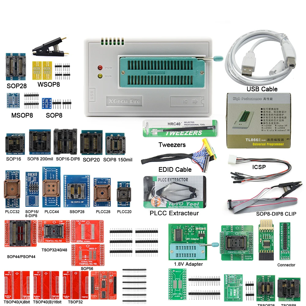 Программатор Minipro Bios универсальный TL866II Plus 37 шт. с адаптером NAND TL866