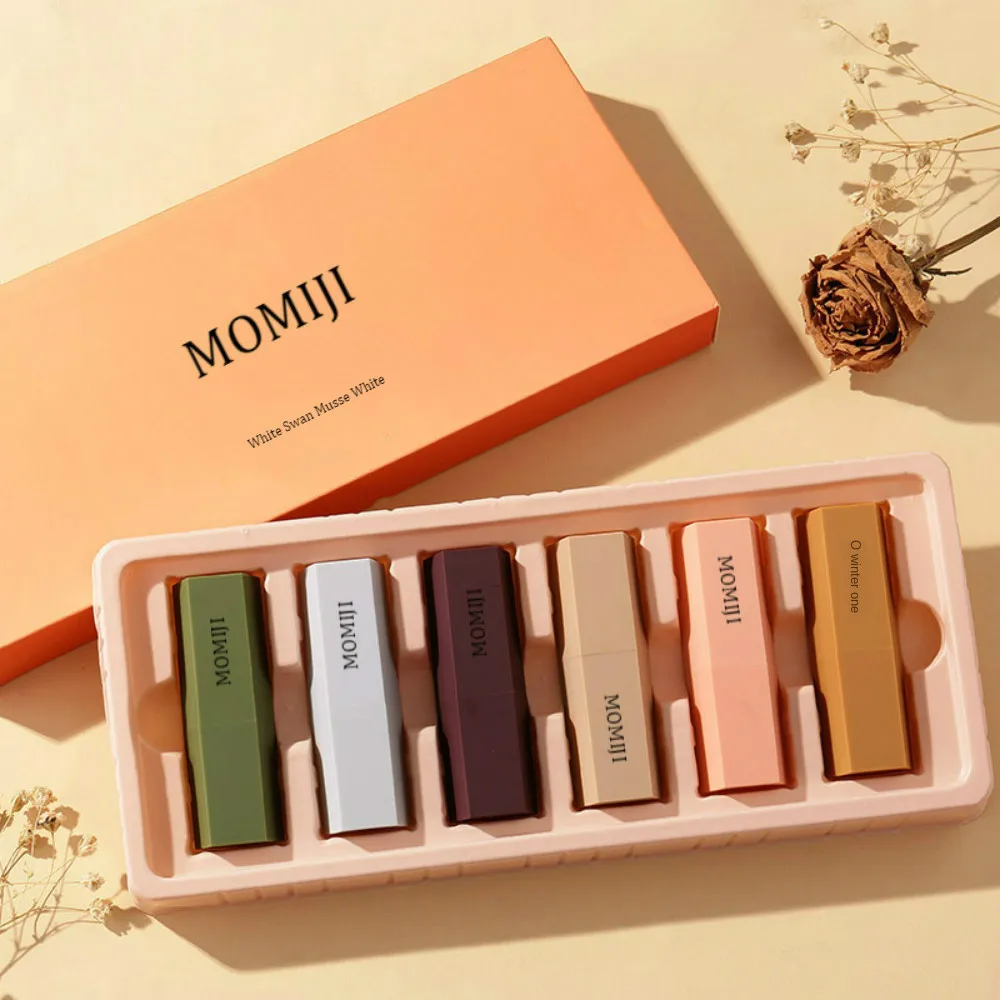

MOMIJI Matte Lipstick Morandi Velvet Mousse Lipstick 6 Colors Waterproof Durable Matte Lip Makeup make up gifts for women Ins