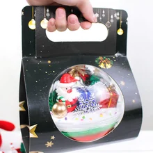 Caja de embalaje para tarta, recipiente de coco transparente, redondo, hueco, Bola de plástico, Mousse, para llevar, regalo de Navidad, 350ML, 50 juegos