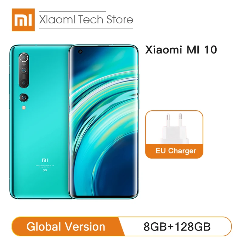 Глобальная версия Xiaomi Mi 10 8 ГБ ОЗУ 128 Гб ПЗУ Mi10 5G мобильный телефон Snapdragon 865