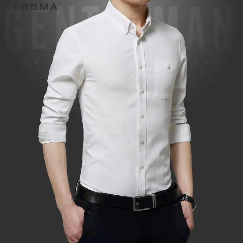 VERSMA Fashion Brand Men Clothes Slim Fit Pink Long Sleeve Shirt Solid Cotton Social Casual Tuxedo Plus Size 5XL