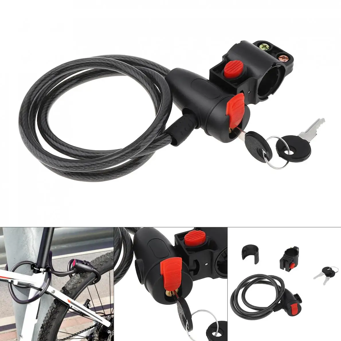

Universal Anti-Theft Bicycle Lock Bike Cycle Heavy Duty Coil Combination Security Lock Steel Spiral Cable Bicycle Lock