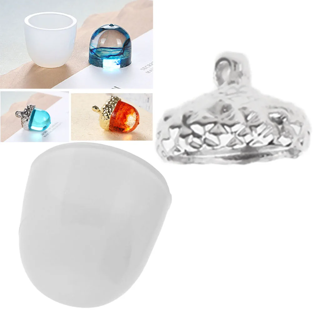 Silicone Jewelry Mold Pendant Mould &amp Silver Bead End Caps DIY Acorn Charm | Дом и сад