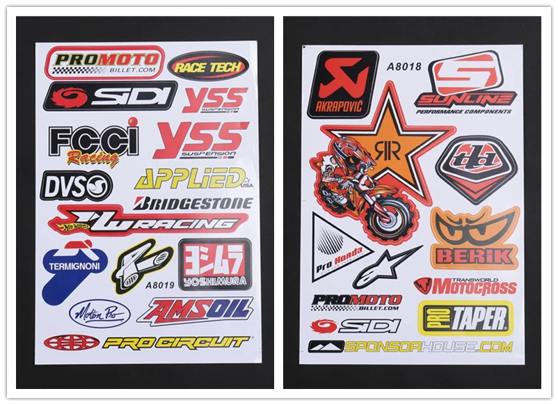 2 шт./лот A4 глянцевая пленка наклейки для Promoto Yoshimura YSS мотоцикл велосипед автомобиль блок скутер наклейки водонепроницаемый ПВХ 2 весь набор - Цвет: New01-02
