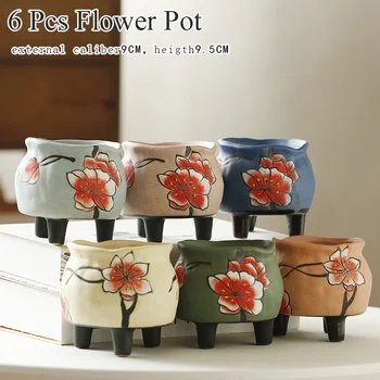 

Flower Pots Painting Plum Blossom Succulent Cactus Pot Plant Garden Ceramic Planter Pots Outdoor Garden Home