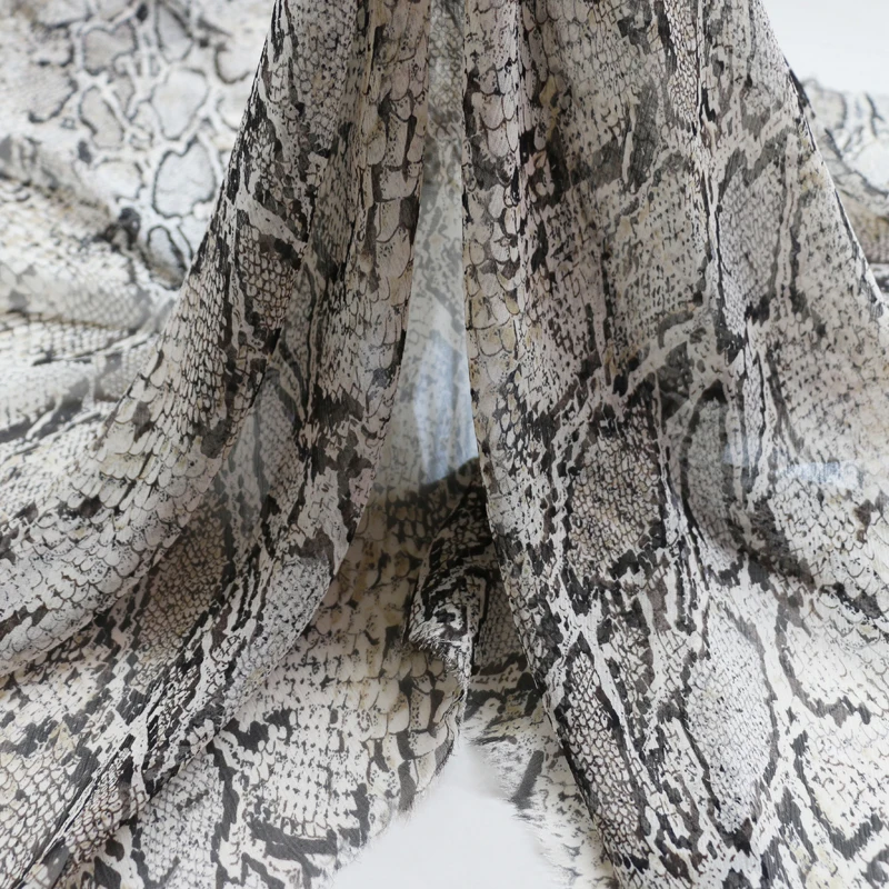 

50cm*114cm Coffee africa georgette fabric silk shirt gown material snake pattern
