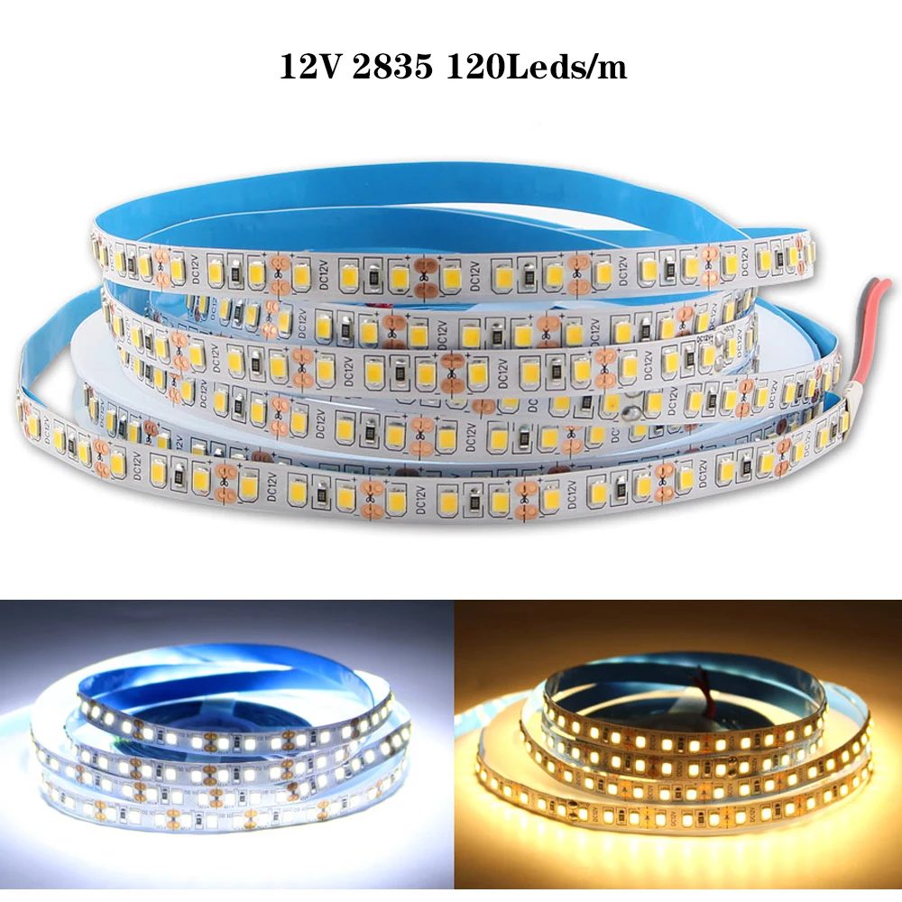 SMD 2835 Светодиодные ленты 12V 5 м 600 светодиодный s гибкий светодиодный лента диод Водонепроницаемый Светодиодные ленты светильник Кухня шкаф светильник Striscia led светодиодный