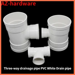Three-way drainage pipe PVC White Drain pipe Tee Drain pipe Fittings Accessories Garden kitchen Drain Fitting joint 1 Pcs