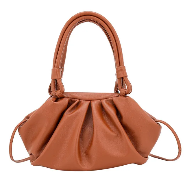 Дамский кожаный кошелек, роскошные сумки, женские сумки, дизайнерская сумочка с облаками, одноцветная сумка-мессенджер, женские вечерние сумки-тоут - Цвет: Brown shoulder bag