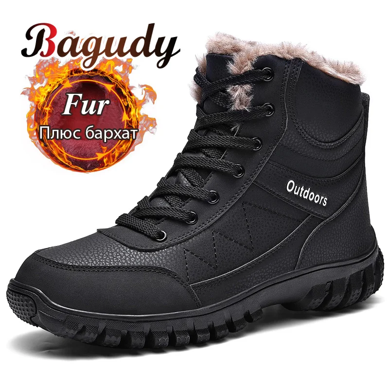 Men Winter Snow Boots Plush Warm Men Waterproof Snow Boots High Quality Leather Sneakers Outdoor Male Military Hiking Boots 48 Men Winter Snow Boots Plush Warm Men Waterproof Snow Boots High Quality Leather Sneakers Outdoor Male Military Hiking Boots 48