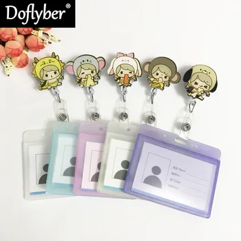

Cute Badge Reel + Horizontal ID Name Card Holder Student Nurse Exihibiton Retractable 50cm Badge Clip Office Supplies