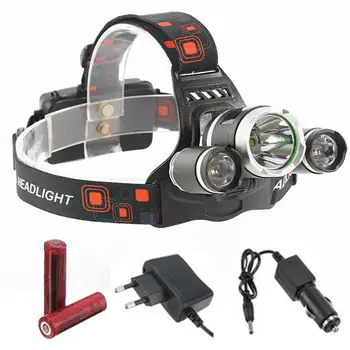 

LED Headlight Rechargeable with 2x 18650 Battery Torch Lamp Hiking 3 LED Portable 20000LM Durable Sporting Goods Headlamp