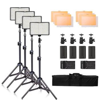 

TL-160S 4pcs Set Video Light Photography Lamp Kit LED Light Panel Studio Light 3200/5600K for Youtube Video Photo Illumination