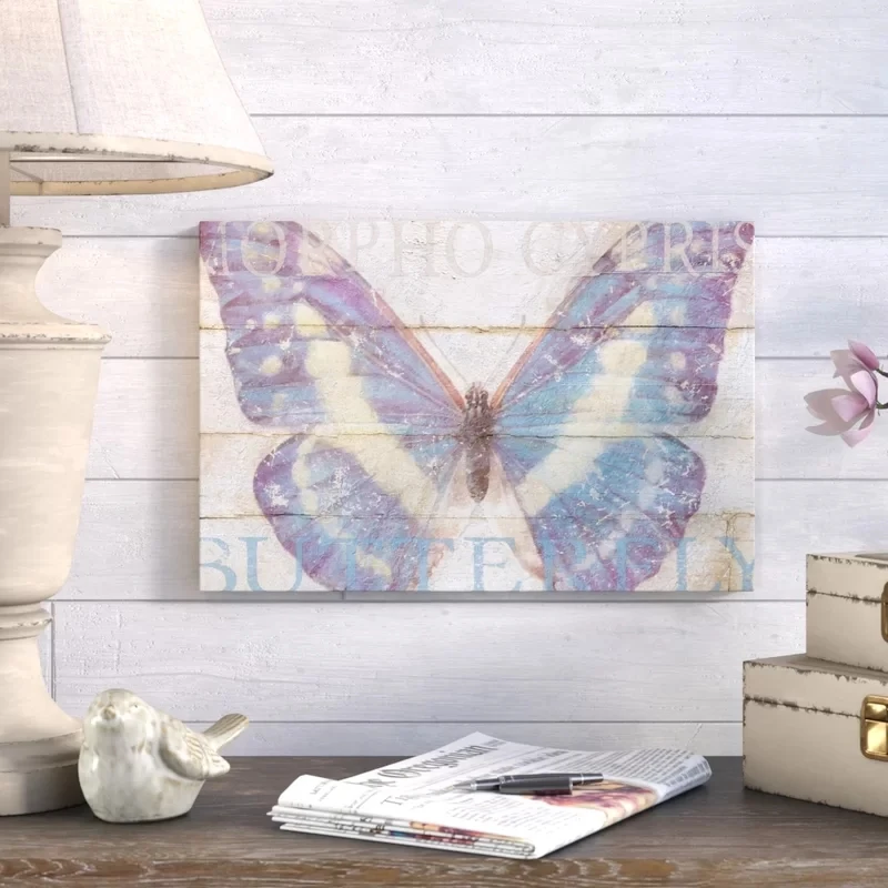 Canvas Painting Home Decoration Wall Art Wood Pink Blue Butterfly picture Prints Modular Modern No Frame Poster For Living Room | Дом и сад