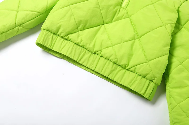 Флуоресцентные зеленые женские парки, повседневные пуловеры, утолщенное ватное пальто, Спортивная хлопковая пуховая куртка, зимнее пальто с подкладкой Mujer