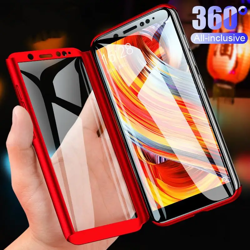 

Luxury 360 Full Cover Case For Xiaomi Mi A2 A3 Lite 9T 9 SE CC9 E Redmi 5plus K20 Note 5 6 7 Pro Hard Bags Cover Case With Glass