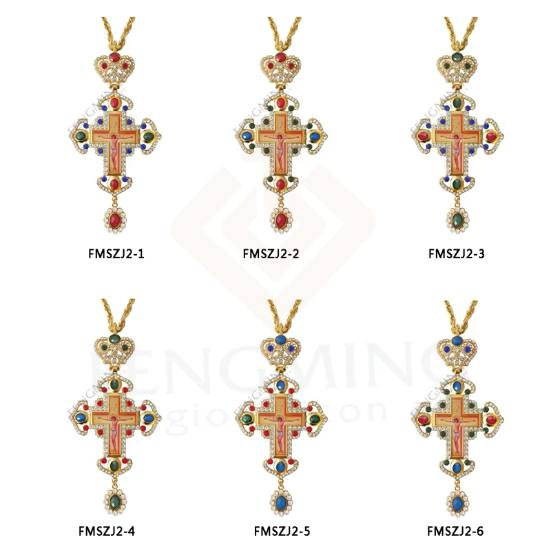 Грудные мышцы крест православный Иисуса подвески-кресты Позолоченные ювелирные изделия стразы цепь религиозных