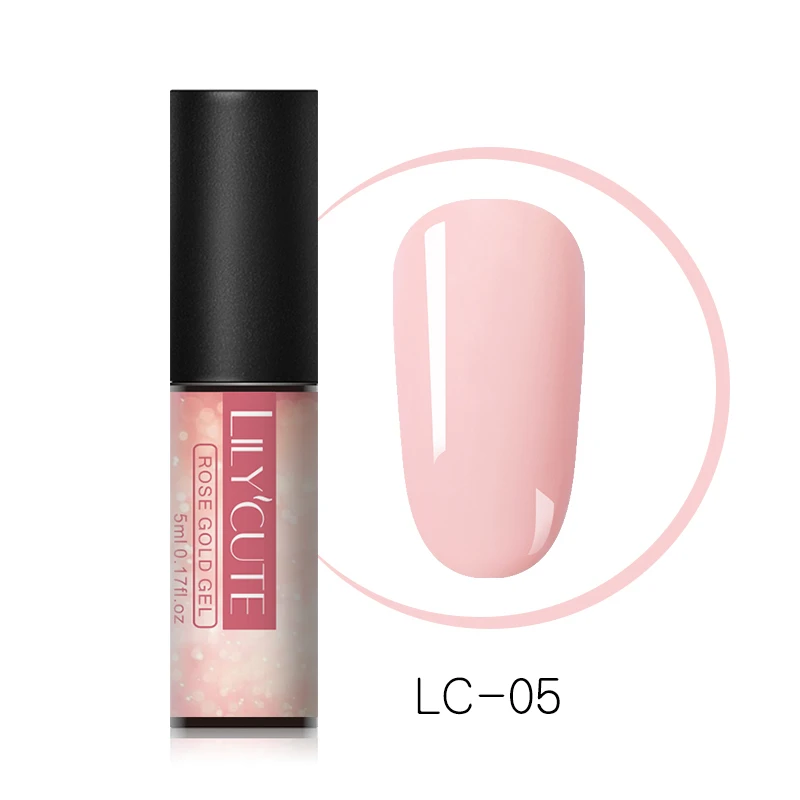 rose gold 05 LILYCUTE 5 мл голографический Блестящий Гель-лак для ногтей черные блестки кошачий глаз УФ-Гель-лак лазерный гель для ногтей впитывающийся УФ-гель для дизайна ногтей - Цвет: rose gold 05