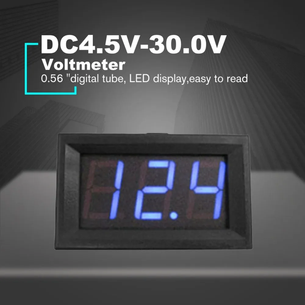 DC4.5V-30.0V 0.56in 2 провода светодиодный цифровой дисплей вольтметр измеритель напряжения вольт тестер для авто батареи автомобиля мотоцикла