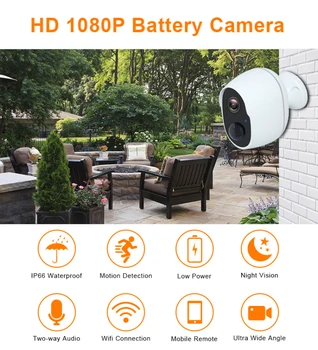 

18650mAh Rechargeable Battery Cloud Storage 1080P Wireless IP CCTV Camera Outdoor Waterproof Security Wifi Camera Indoor Home