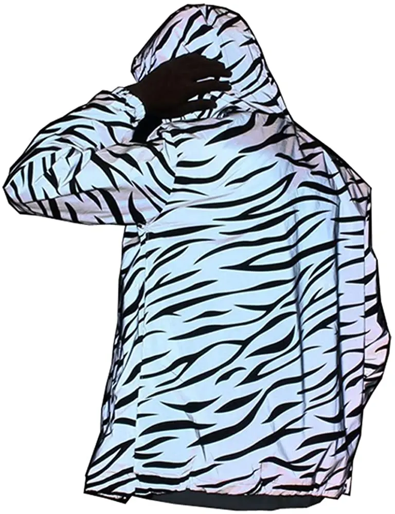 

Reflective Light Jacket Men Women Mesh Style Noctilucent Zebra Jackets Waterproof plus size