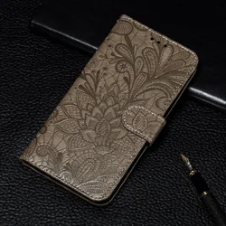 Embossed Lace Flower Leather Wallet Case for Honor 10 (GRAY)