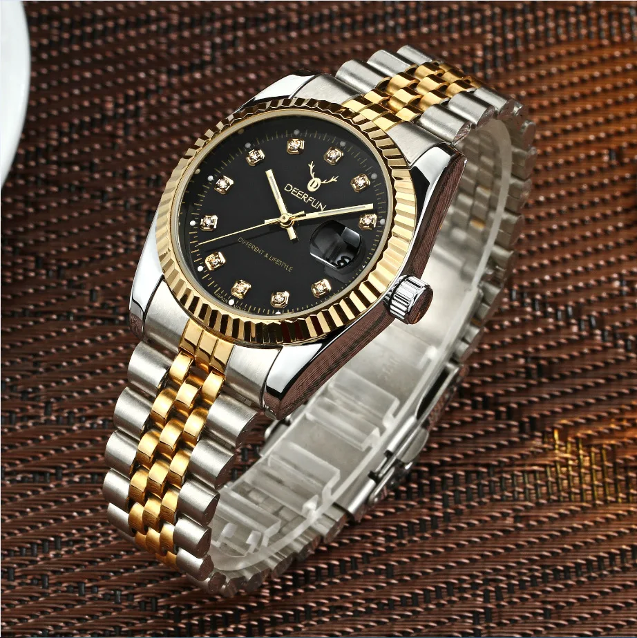 Швейцарские часы oyster perpetual Rolexable datejust MIYOTA, кварцевые классические деловые золотые часы с алмазной поверхностью reloj hombre - Цвет: ROL DJ102