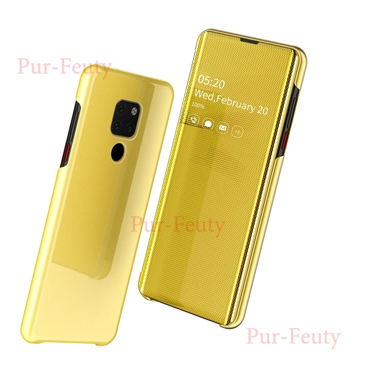 Чехол для huawei mate 20 HMA L09 L29 прозрачный зеркальный вид умный держатель-книжка защита милый чехол для huawei mate 20 HMA-L09 HMA-L29 - Цвет: Цвет: желтый
