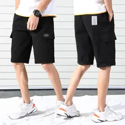 Мужской стиль сафари по колено хлопковые шорты прямые низкие однотонные шорты мужские повседневные хлопковые шорты на шнурке Hombre летние