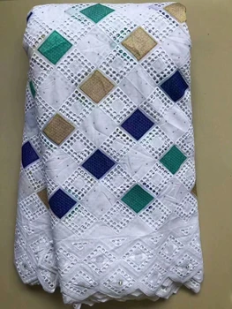 

High Quality African Guipure Lace Fabrics Latest Nigerian French 100%cotton Embroidery Net Lace Fabric 5 yards For Wedding