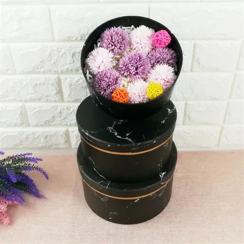 

New marbling 3pcs/1lot three size box Bronzed marble flower boxes eternal life flower cute gift sets of round gift box gift box