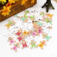 40pcs/pack Mixed Christmas Wooden Buttons for Craft Scrapbooking Products Accessories 2 Holes 1