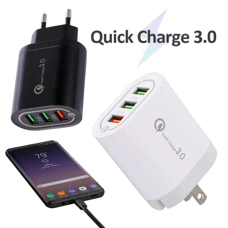 Мобильный телефон QC3.0 2.4A быстрая зарядка 3 USB мощное дорожное зарядное