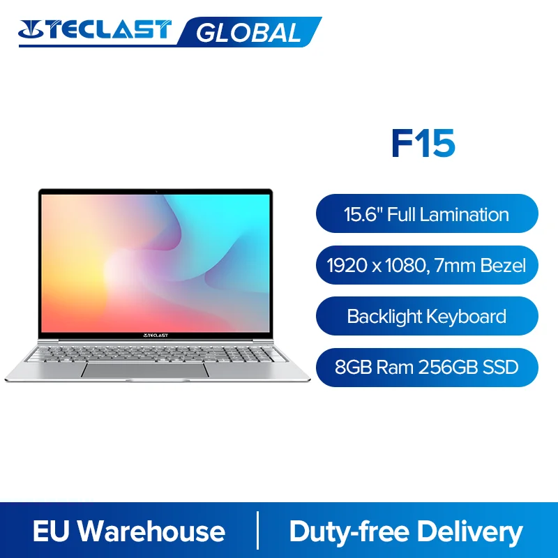 Teclast F15 Windows 10 portátil 15,6 Teclado retroiluminado 1920x1080 FHD Intel lago Géminis N4100 8GB RAM 256GB SSD portátil
