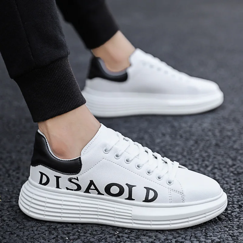 

Autumn 2019 New Style Small White Shoes MEN'S Flat Shoes Korean-style Trend Casual White Shoes Men Versatile Winter Thick Bottom