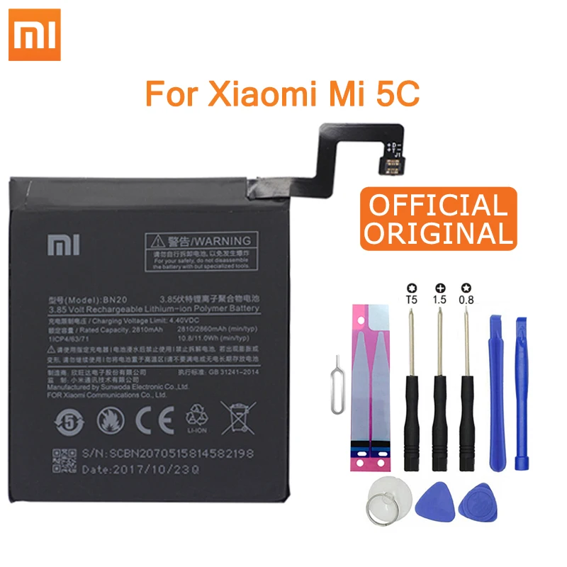 Аккумулятор для телефона Xiao mi BN20 для Xiaomi mi 5C mi 5C M5C оригинальные сменные батареи большой емкости 2810 мАч Бесплатные инструменты
