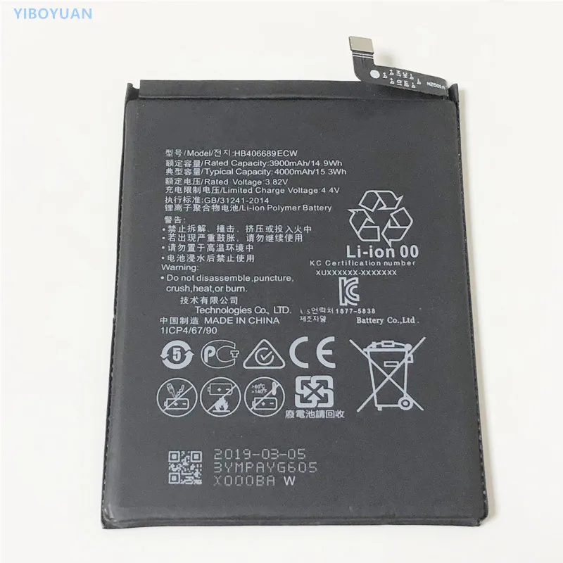 

3.82V 4000mAh HB406689ECW For Huawei Y9 2019 6.5" / JKM-LX1 / JKM-LX2 / JKM-LX3 / JKM-TL00,JKM-AL00,JKM-AL00a,JKM-AL00b Battery