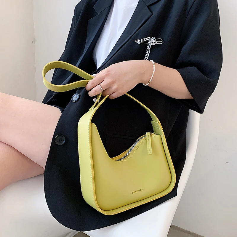 Luxury Crossbody Bags For Women 2021 Leather Lemon Color Shoulder Bag Women Casual Satchels Wide Straps Fashion Bag Handbag