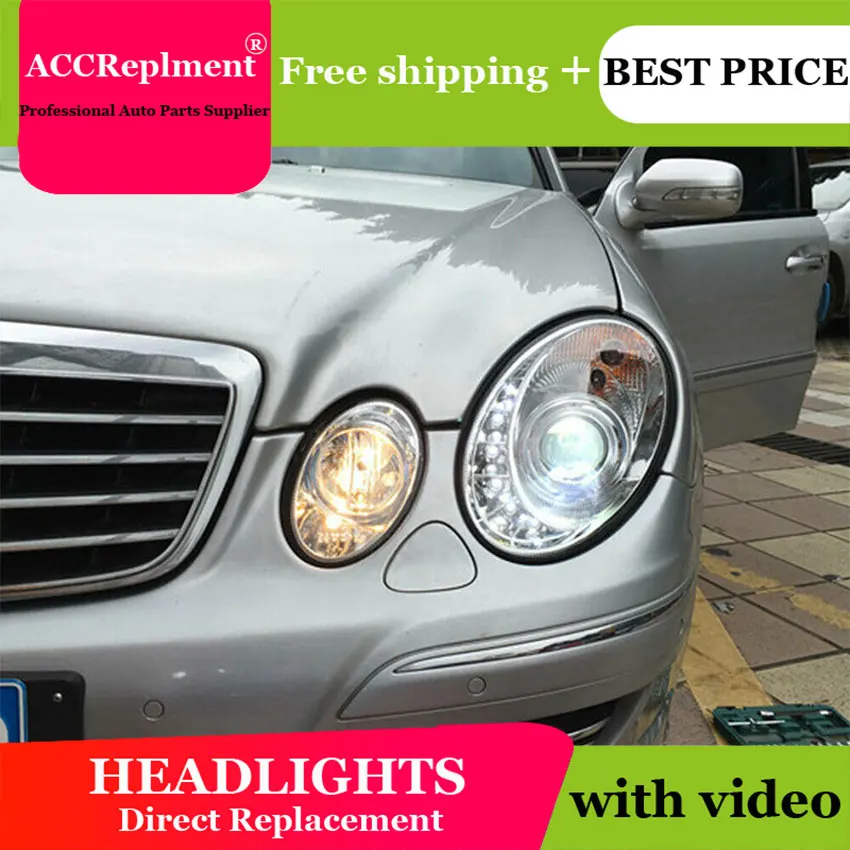 Автомобильный стильный светодиодный головной фонарь для Benz W211 фары 2003-2009 светодиодный фонарь светодиодный drl H7 hid Биксеноновые линзы ближнего света