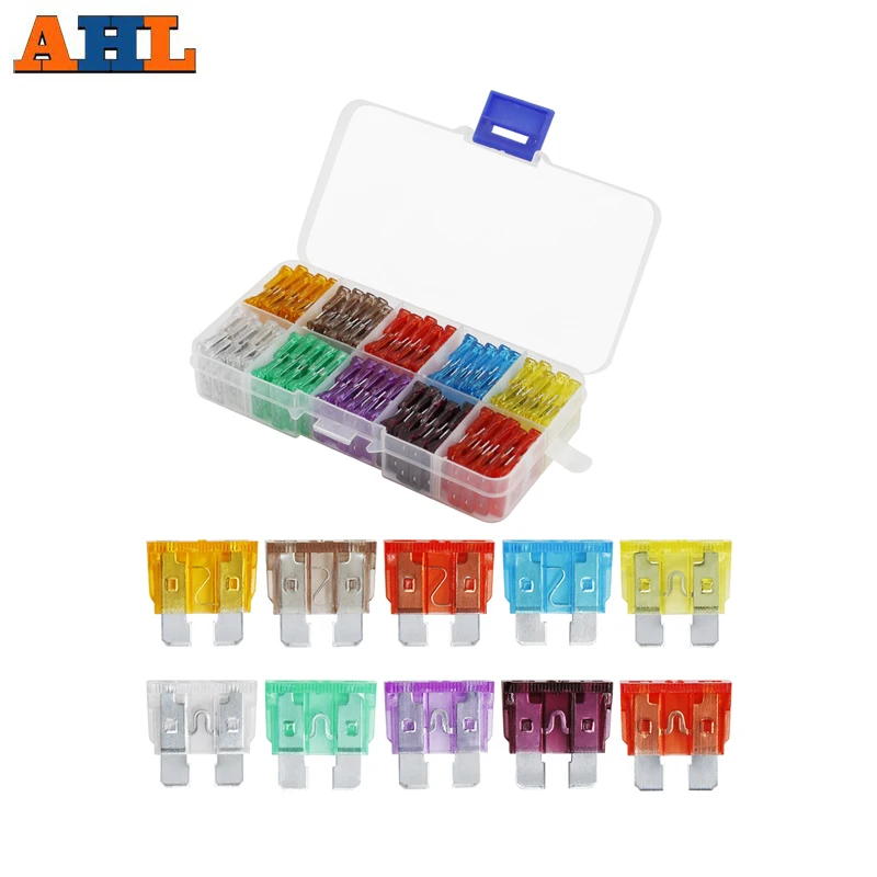 

AHL 100pcs/lot Automotive Car Motorcycle Blade Fuse Kit Assortment fuses 5A 7.5A 10A 15A 20A 25A 30A 35A 40A 50A