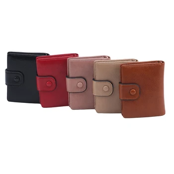 

NEW Fashion Women Sheepskin Genuine Leather Wallet Lady Classic Short Wallet Coin Purse Bags Female Gift Package