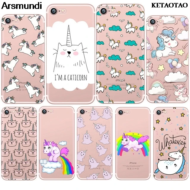 KETAOTAO Unicorn Cute Cartoon Rainbow Phone Cases for iPhone 4S 5S 6S 7 8 Plus XR Max Case Crystal Clear Soft TPU Cover |