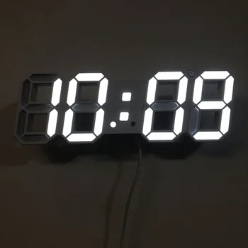 

3D LED Digital Wall Clock Modern Design Adjustable Brightness Electronic Clock with Thermometer Calendar Wall Watch Home Decor
