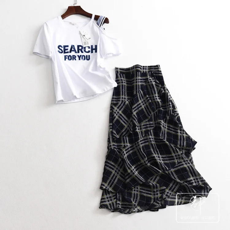 

One's 2019 Amoi Slimming Short Sleeve + Skirt Cake Dress Two-Piece Women's Entity
