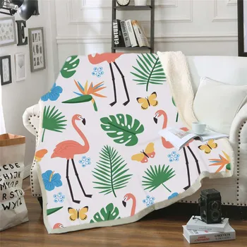 

BEST.WENSD 3D Digital Printing Flamingo Comforter Sherpa Blankets Four Seasons Home Bedding Set Fluffy Soft Thin Quilt DropShip