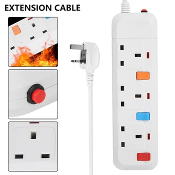 

UK Plug Power Socket 3 Outlets with Independent Switch 250V Fireproof UK Plug Outlet Switch with 4.8M Cable for Home Office Use