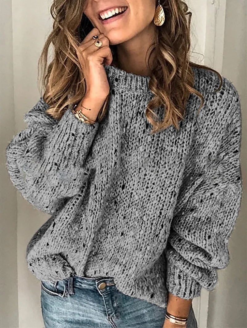 2XL Однотонный свитер с v-образным вырезом, Женский Повседневный Свободный пуловер с длинным рукавом, женские топы, новые женские осенние свитера, зимний джемпер